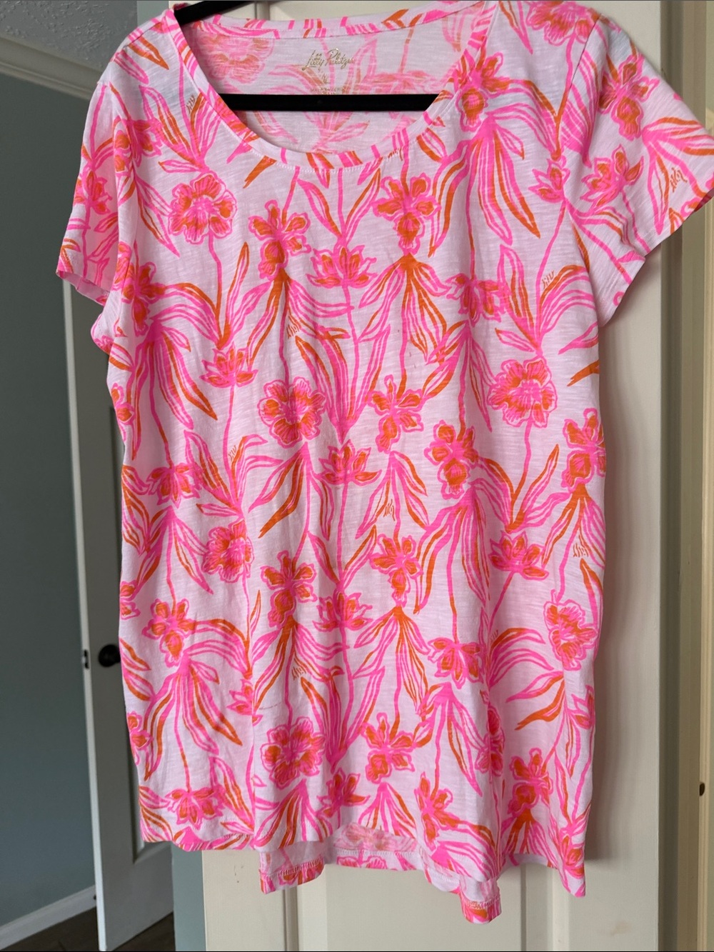 Lilly Pulitzer Pink & Orange Floral Short Sleeve Tee